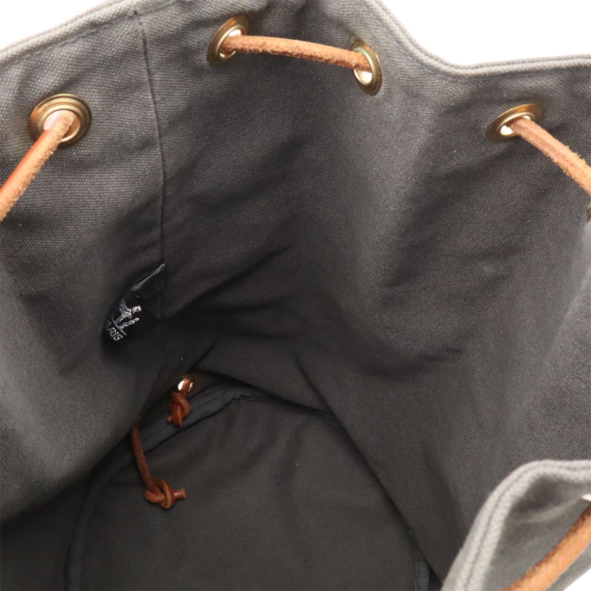 Hermes Polochon Mimile PM Shoulder Bag Drawstring Canvas Leather Gray — view 7