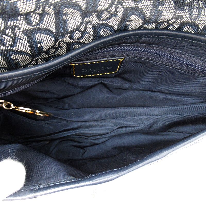 Dior Trotter Saddle Bag Canvas Leather Navy — view 7