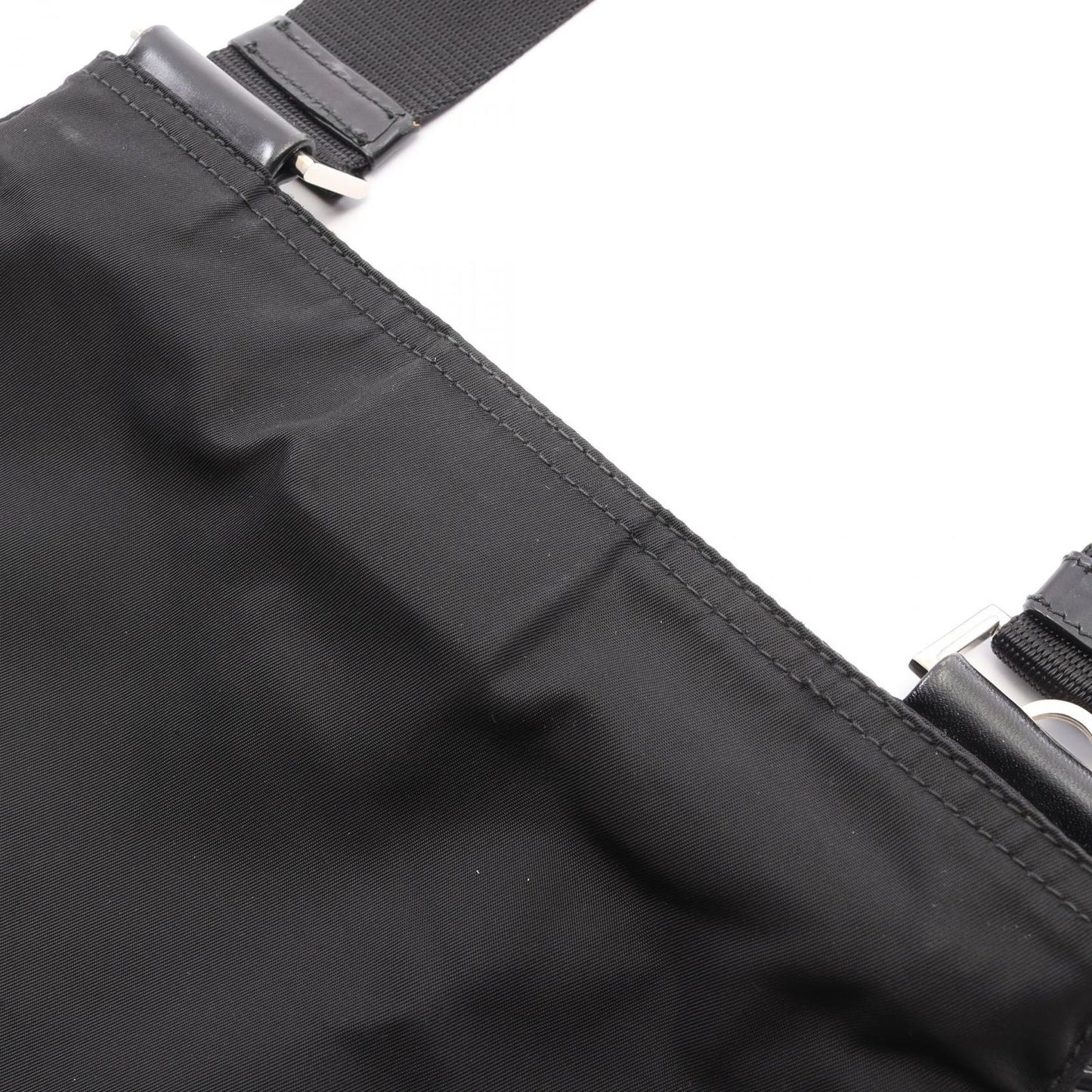 Prada Shoulder Bag Triangle Logo Black Nylon Leather — view 8