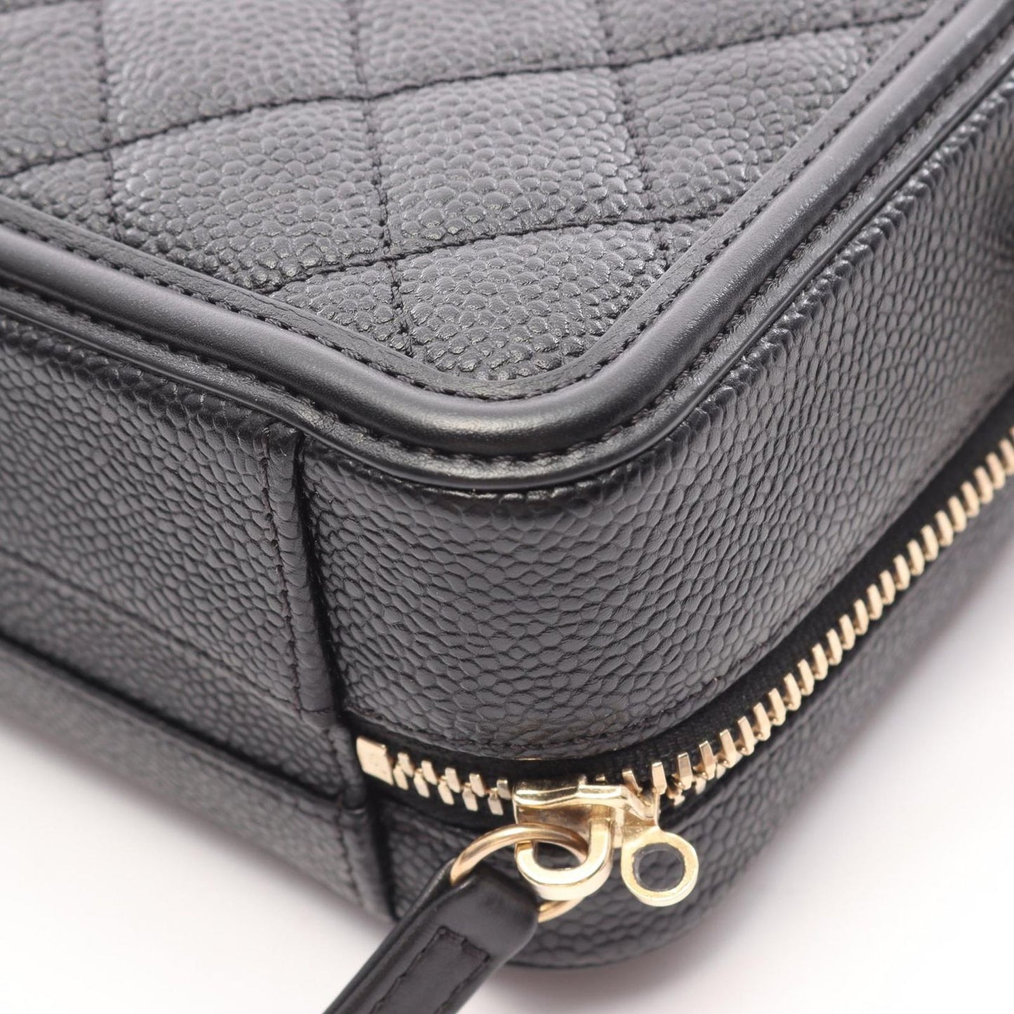 Chanel Shoulder Bag CC Figry Small Vanity Black Caviar Leather CC Quilted Chain — view 8