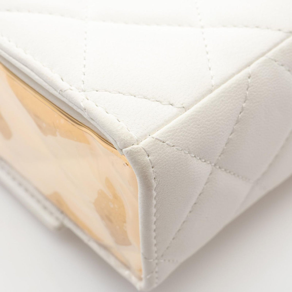 Chanel Shoulder Bag Quilted Top Handle White Lambskin Smallflap — view 8