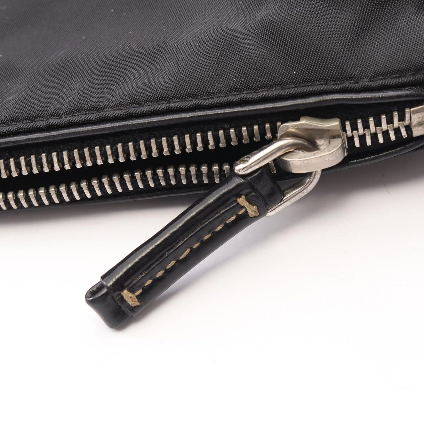 Prada Shoulder Bag Black Nylon Leather Triangle Logo — view 8