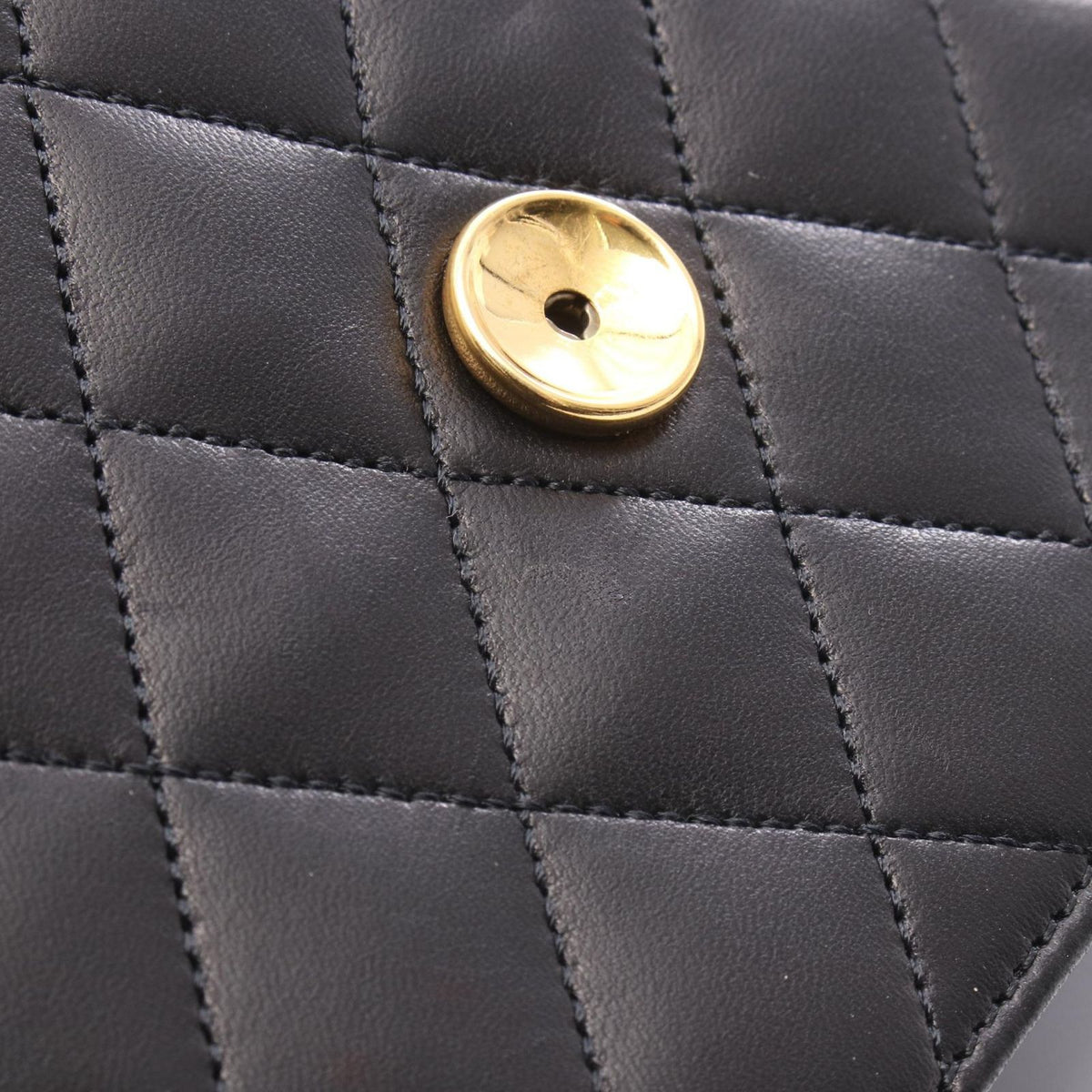 Chanel Shoulder Bag Quilted Single Flap Black Lambskin Push Lock Chain — view 8