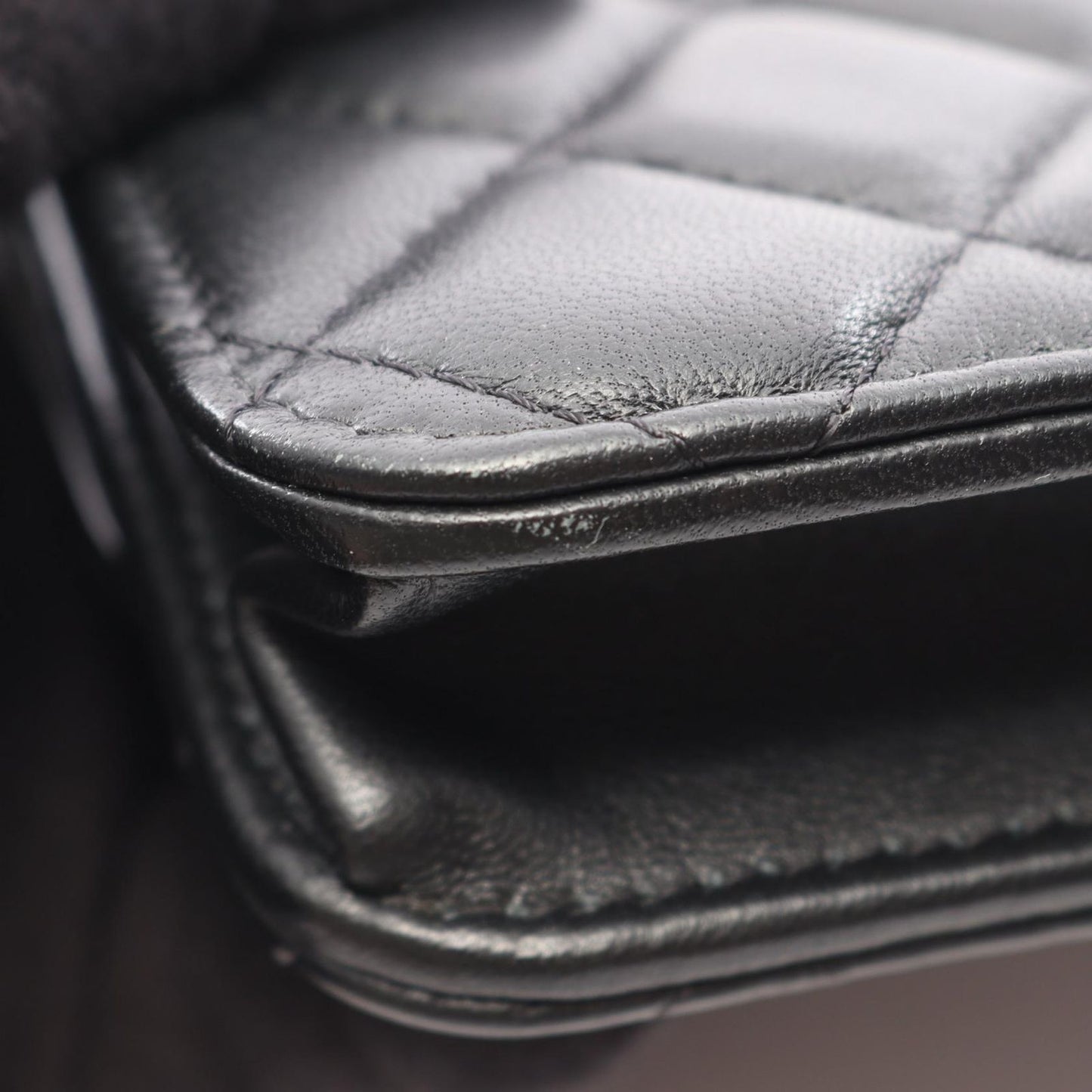 Chanel Shoulder Bag Quilted Black Lambskin Phone Case Chain Wallet — view 8