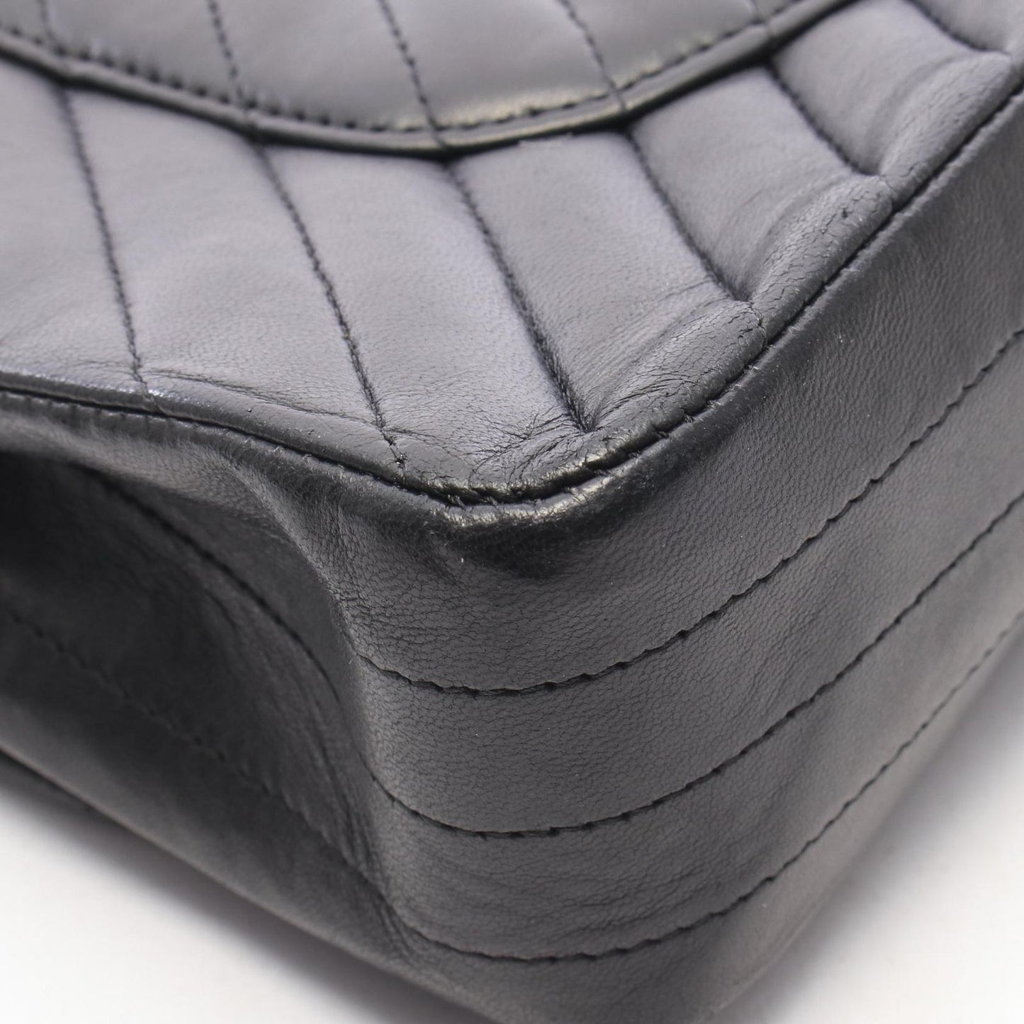 Chanel Shoulder Bag Chevron V-Stitch Double Flap Black Lambskin Chain — view 8