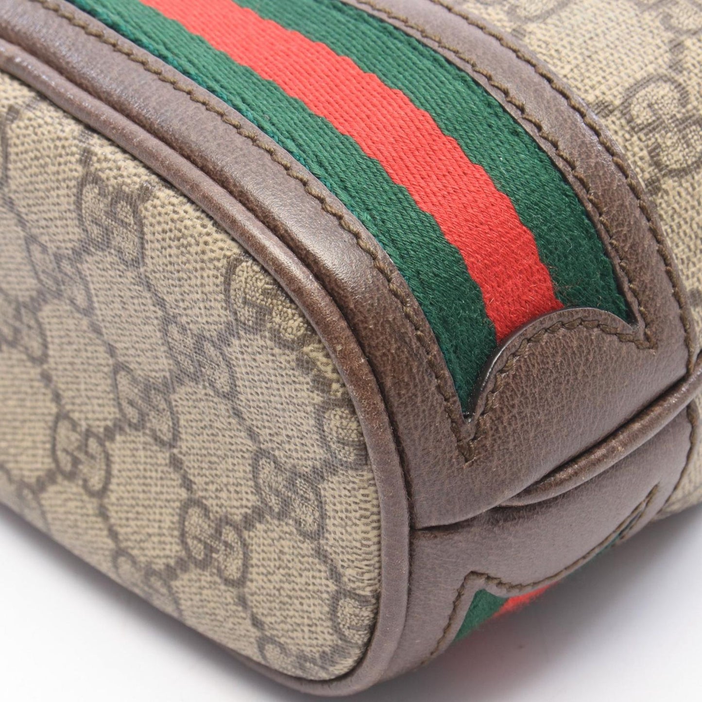 Gucci Shoulder Bag Ophidia Mini GG Supreme Beige Brown Green Canvas Leather — view 8