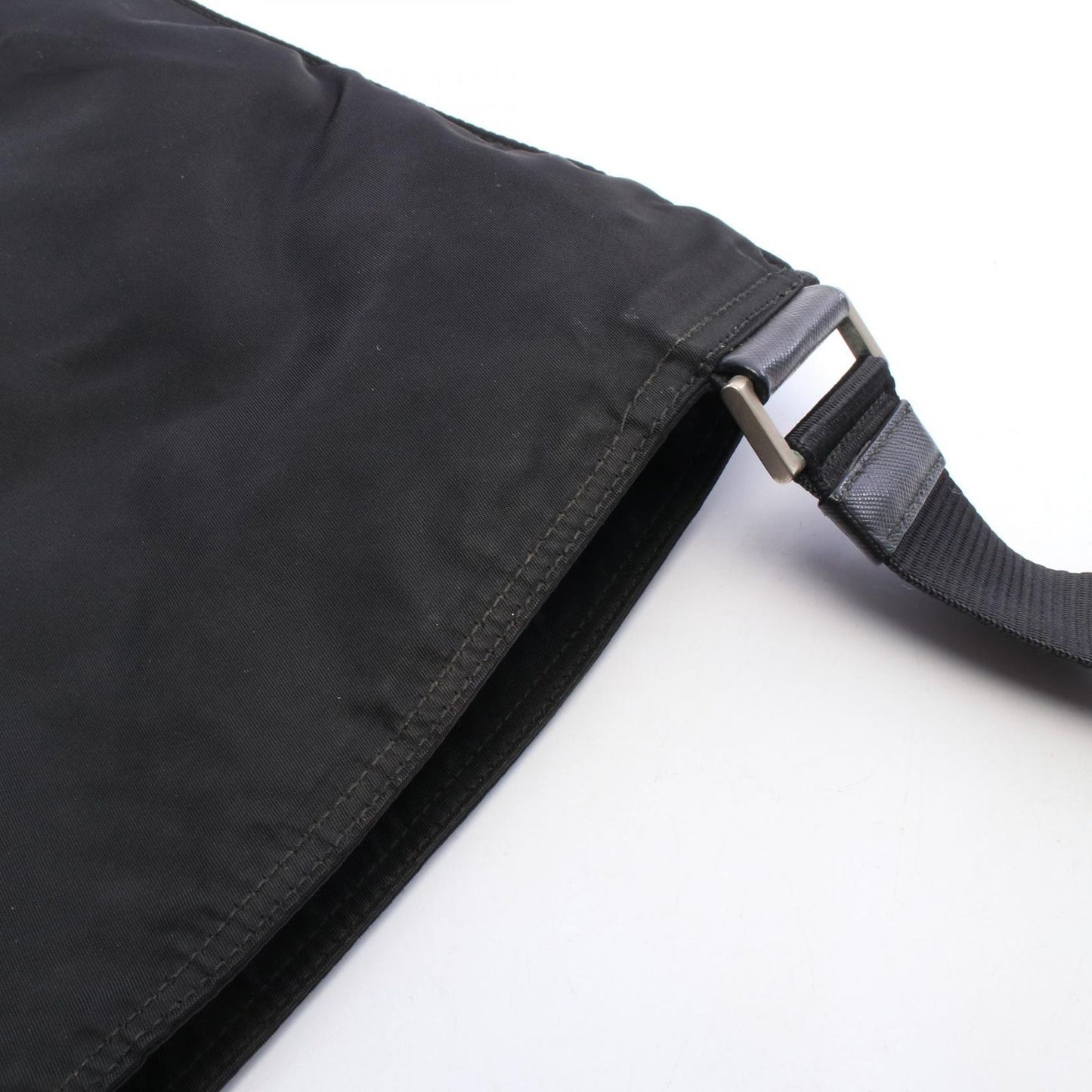 Prada Shoulder Bag Skull Studs Triangle Logo Black Silver Nylon Leather — view 8