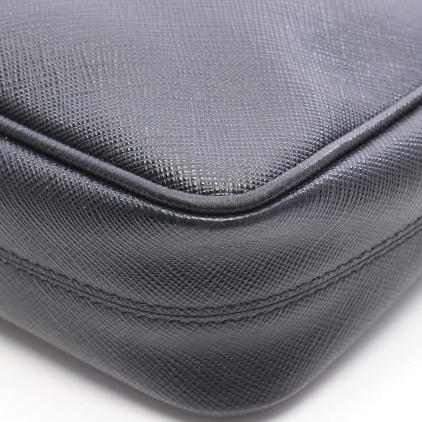 Prada Shoulder Bag Saffiano Travel Black Leather Triangle Logo — view 5
