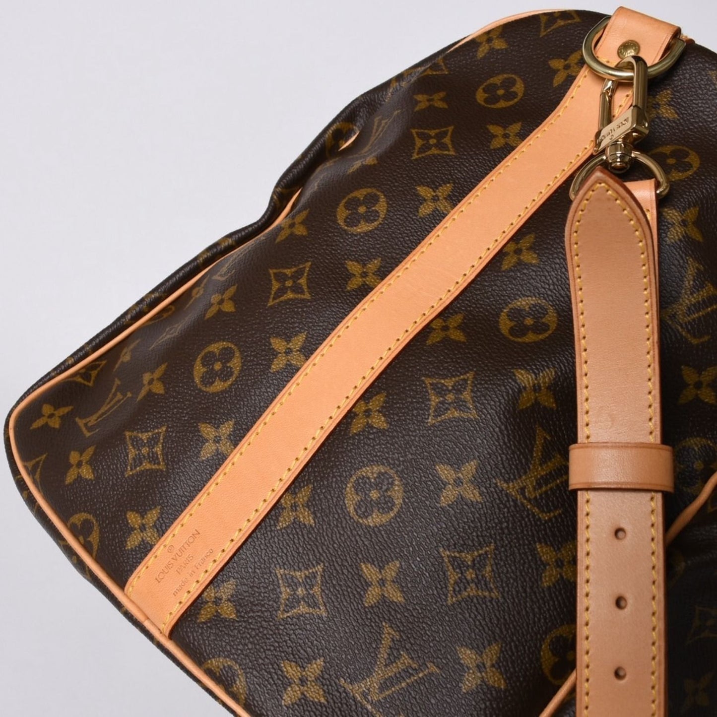 Louis Vuitton Monogram Keepall Bandouliere 55 2-Way Boston Bag Brown Canvas — view 8