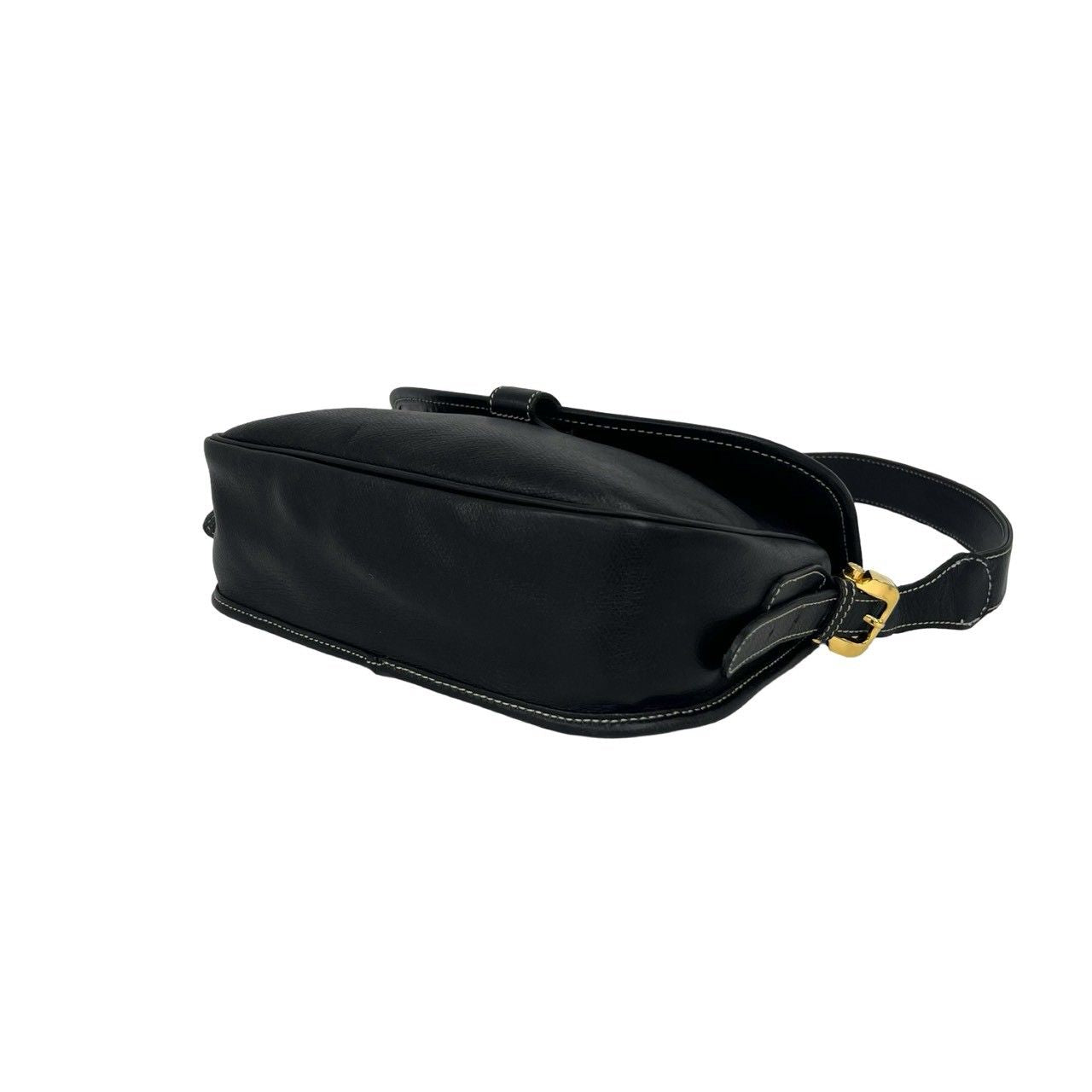 Loewe Vintage Anagram Logo Leather Shoulder Bag Black — view 8