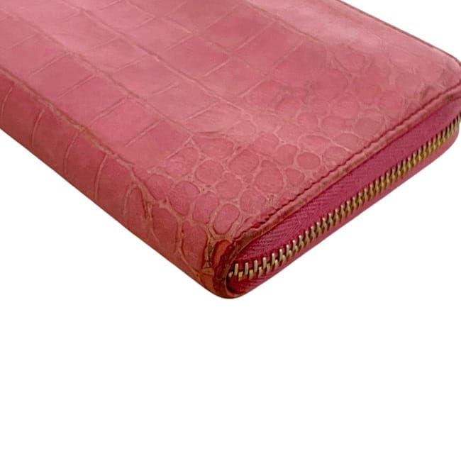 Miu Miu Zip Around Wallet Leather Embossed Pink Vintage — view 8
