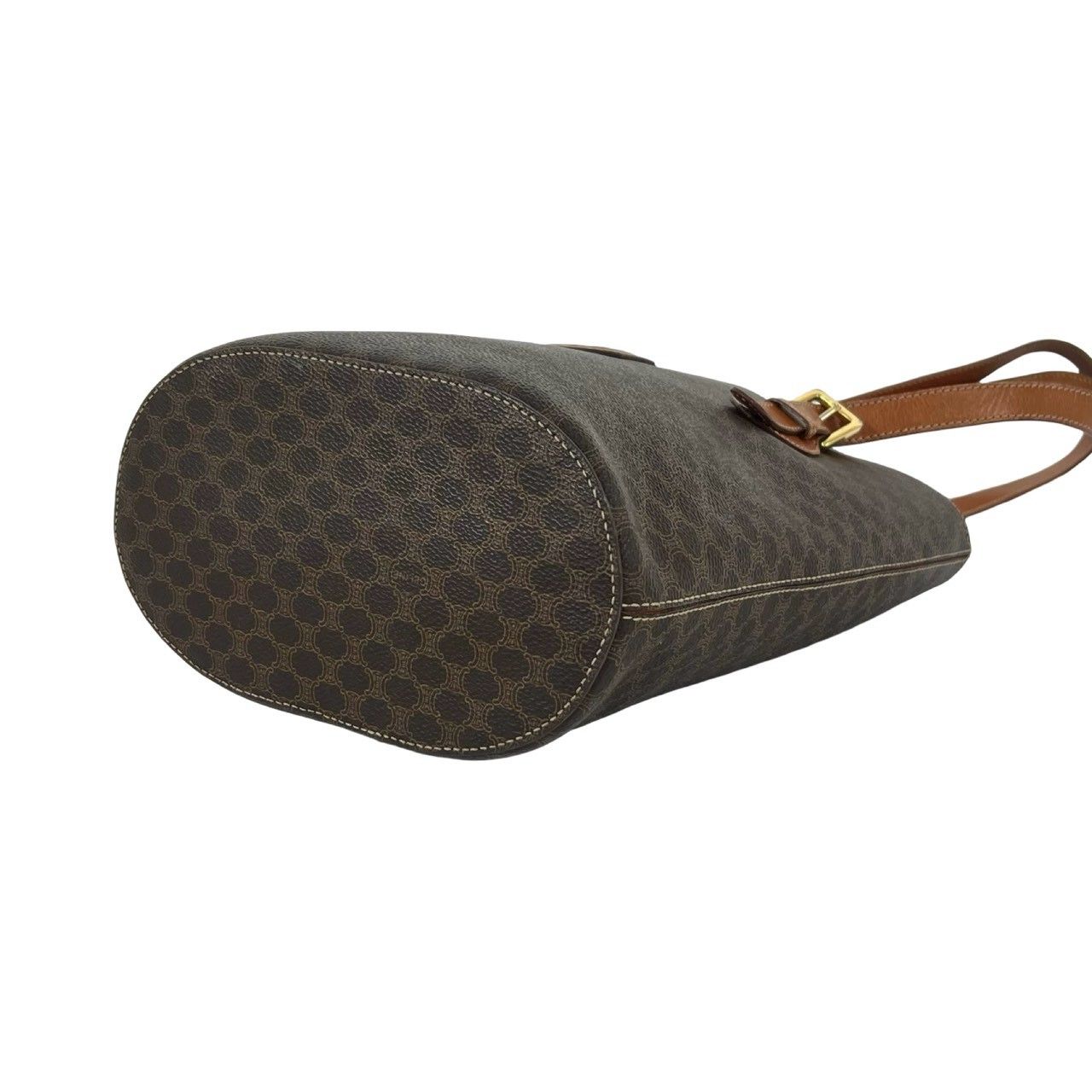 Celine Vintage Macadam Blason Pattern Triomphe Logo Leather Tote Shoulder Bag — view 8