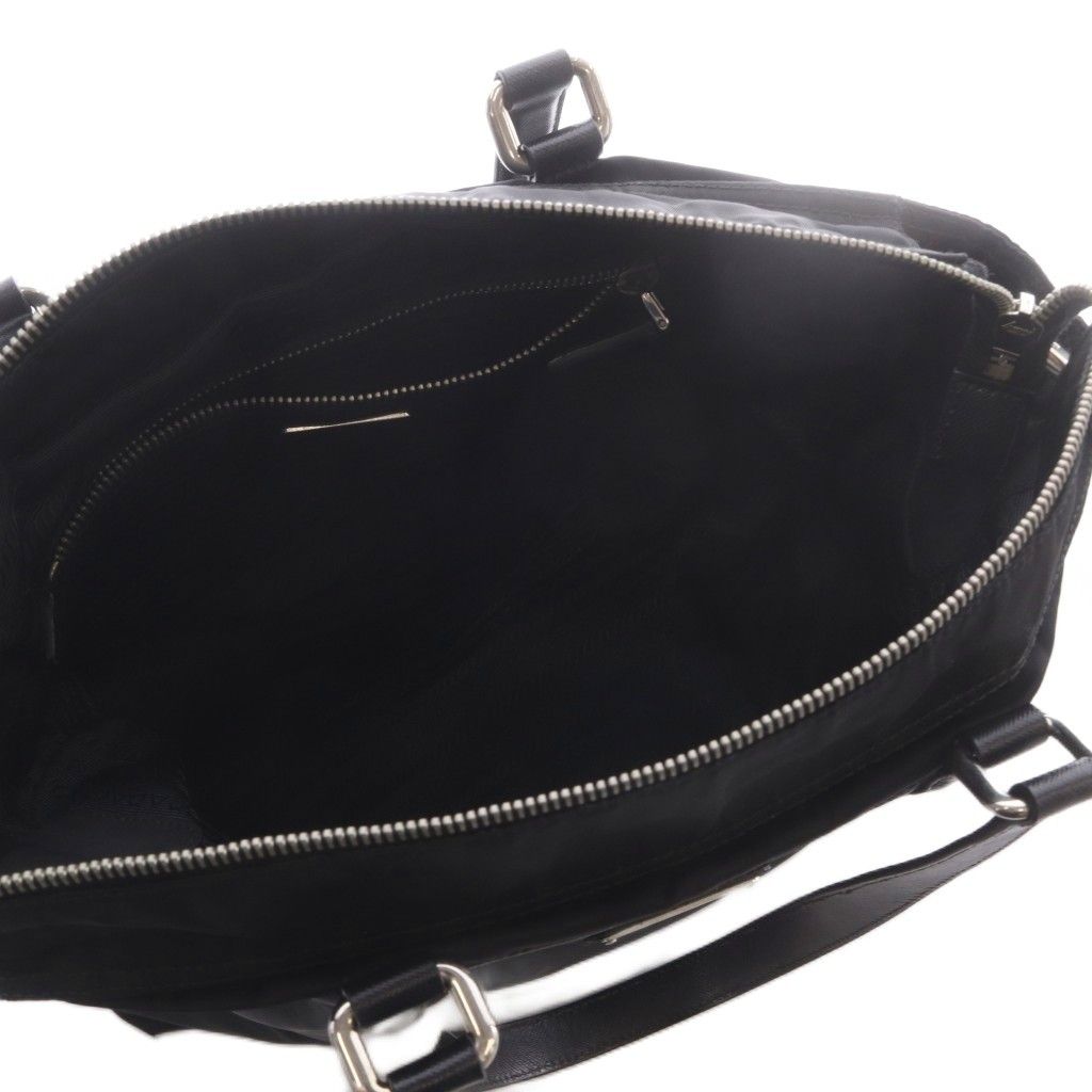 Prada Tessuto Triangular Plate Tote Bag Black — view 8