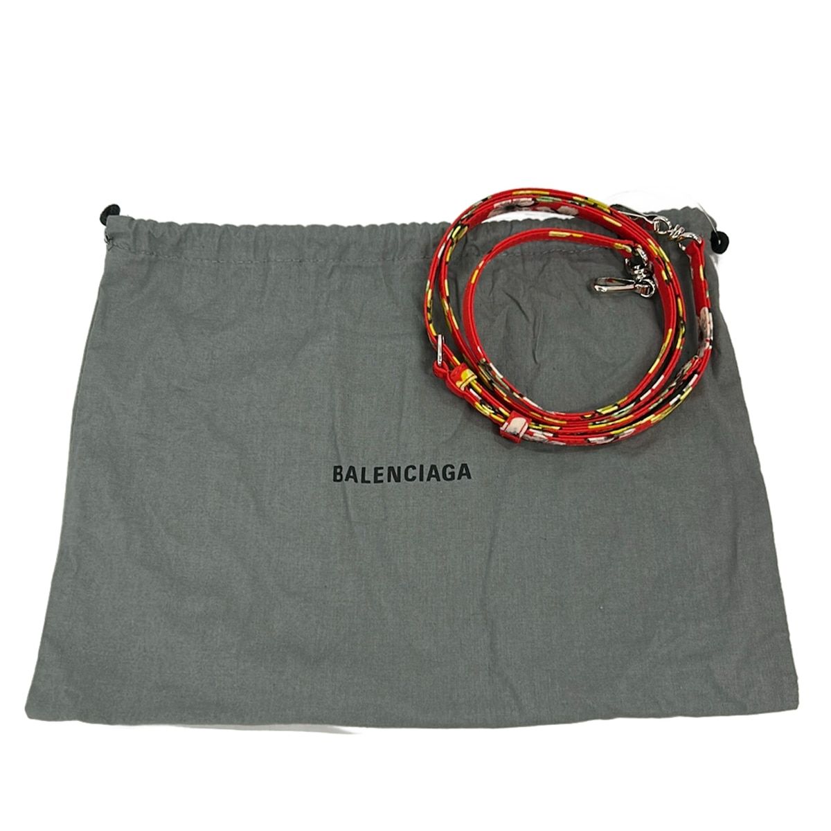 Balenciaga Drawstring Bucket Bag Red Yellow Multi Floral Pattern — view 8