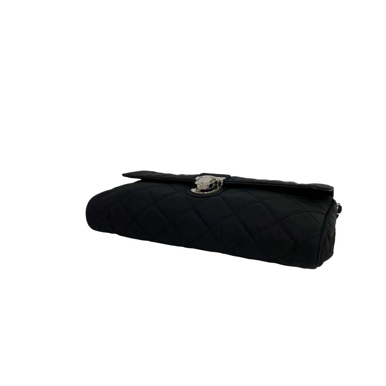 Prada Logo Quilted Nylon Chain Mini Shoulder Bag Pochette Crossbody Black — view 8
