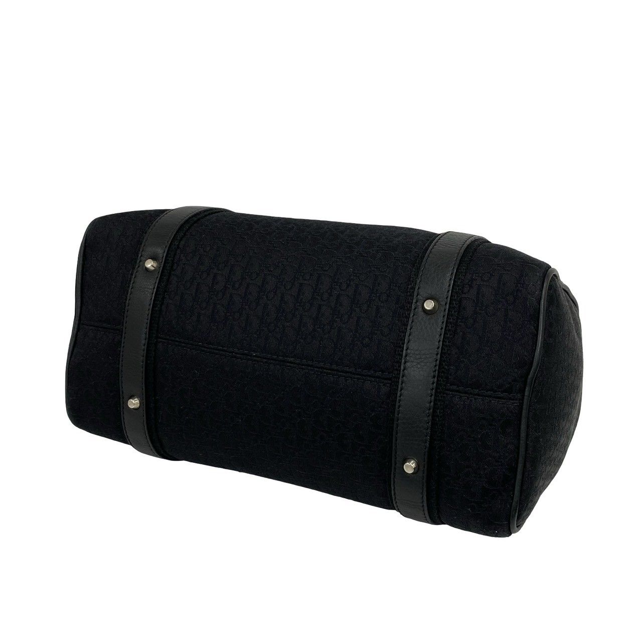 Dior Street Chic Trotter Pattern Logo Canvas Leather Handbag Black — view 8