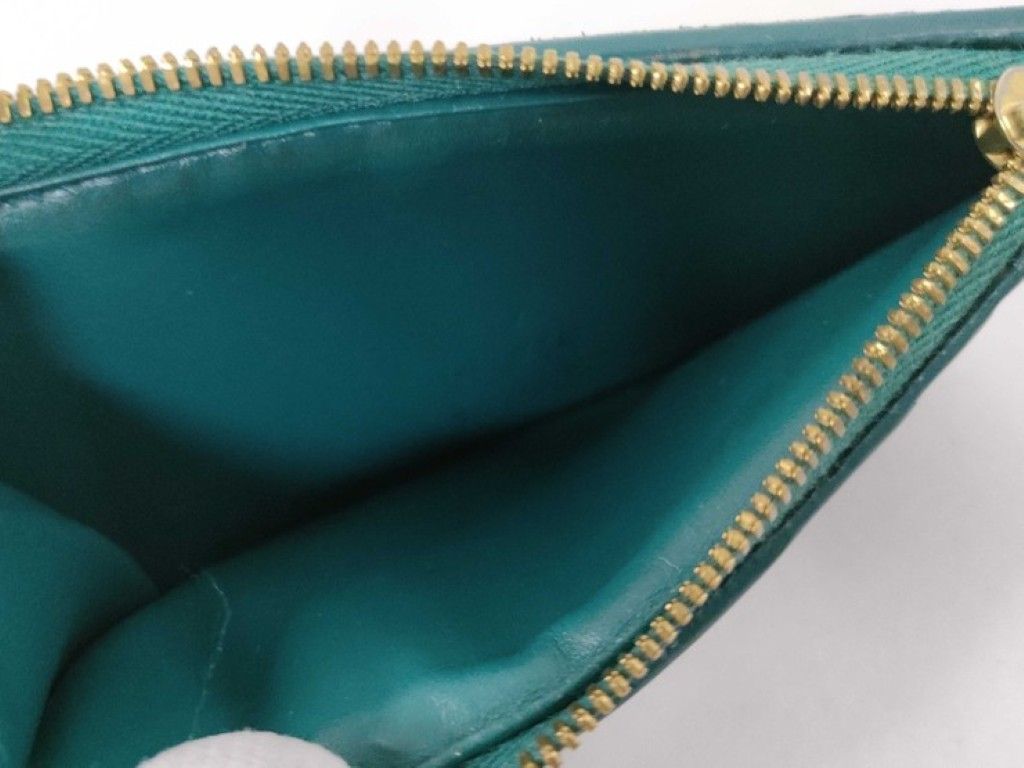 Bottega Veneta Coin Purse Intrecciato Fragment Case Green Leather Card Case Gold — view 8