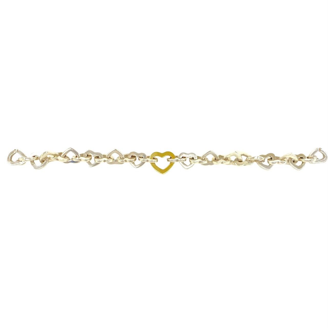 Tiffany & Co Heart Link Bracelet Silver Chain Bangle — view 6