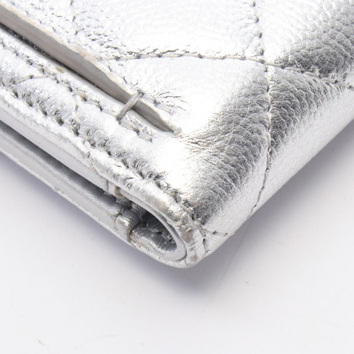 Chanel Trifold Wallet Classic Small Flap Silver Caviar Leather Quilted — view 7