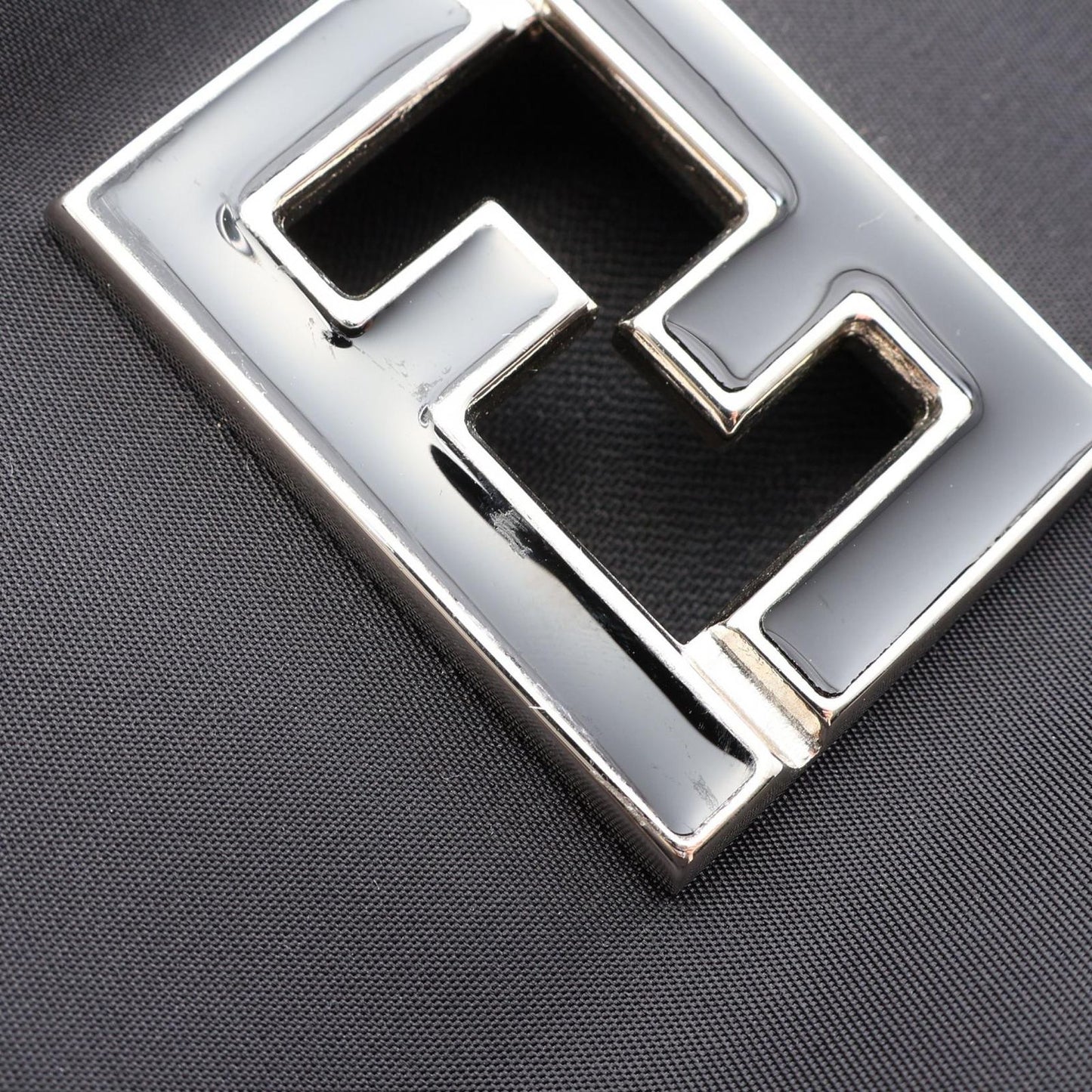 Fendi Shoulder Bag Zucca Black Nylon Leather FF Logo — view 8