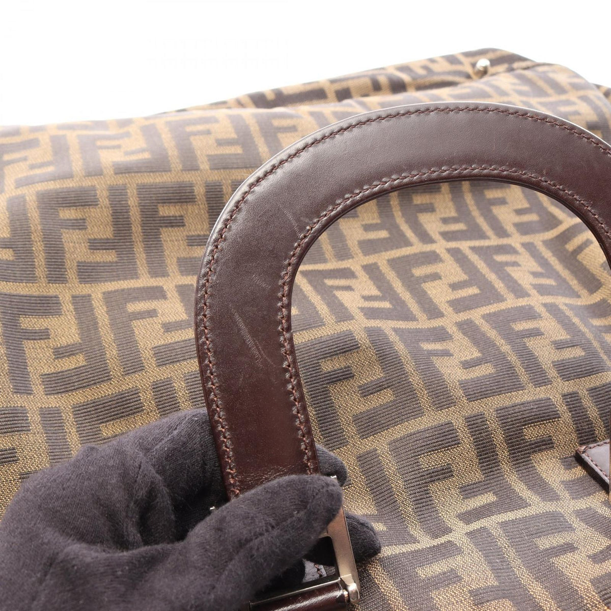 Fendi Tote Bag Zucca Brown Black Canvas Leather — view 8