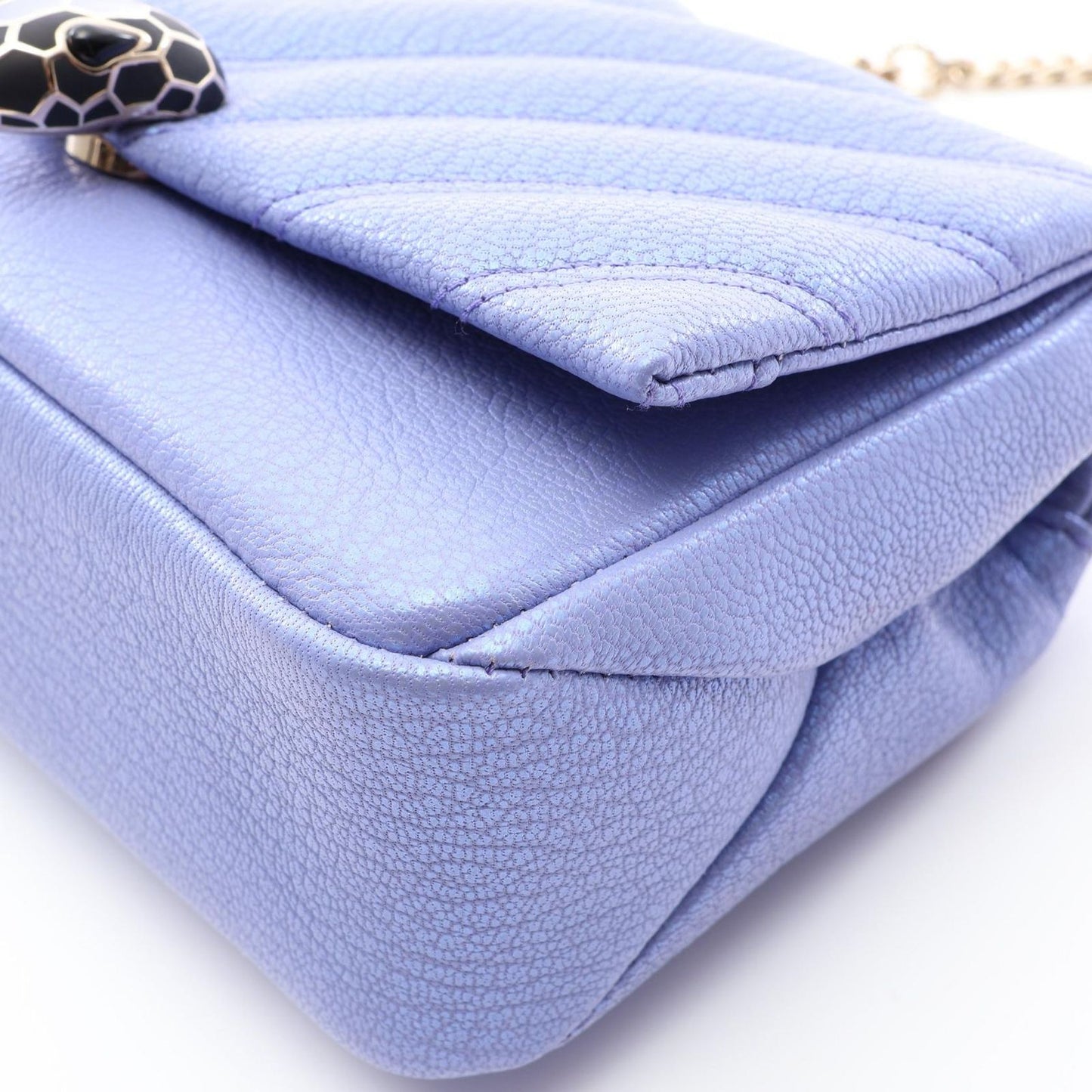 Bvlgari Shoulder Bag Serpenti Cabochon Metallic Lavender Leather Chain Mini — view 7