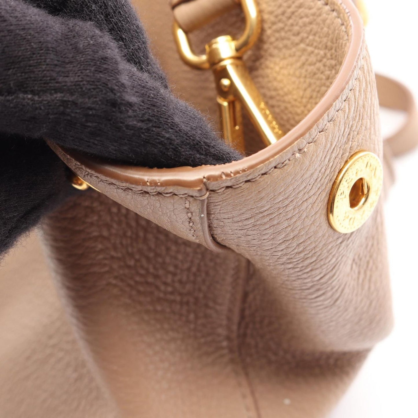 Prada Handbag Pink Beige Leather Metal Logo 2-Way Tote — view 8