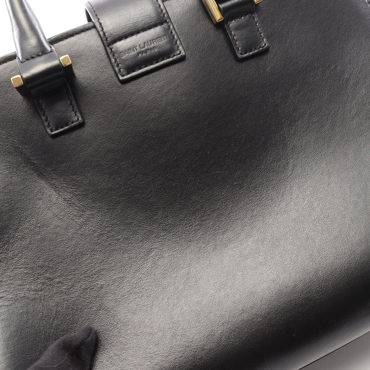 Saint Laurent Paris Handbag YSL Line Baby Monogram Cabas 2-Way Black Leather — view 8