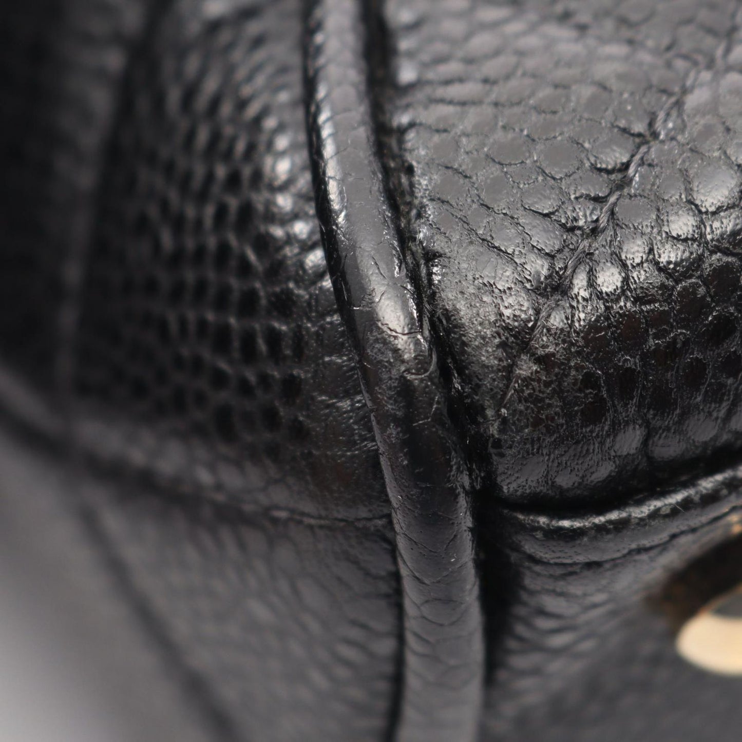 Chanel Handbag Quilted Black Caviar Leather CC Logo Mini — view 8