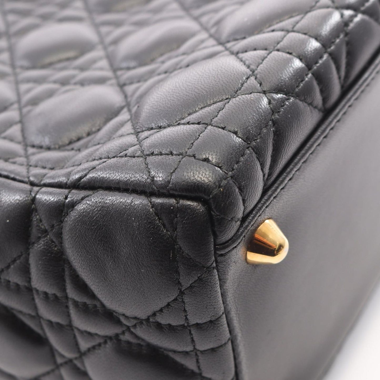 Dior Handbag Lady Dior Large Cannage 2-Way Black Leather Lady Dior Tote — view 8
