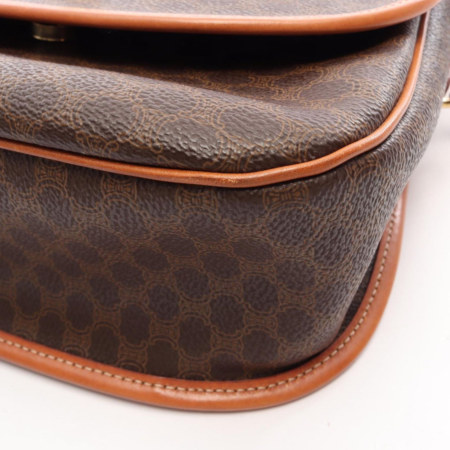 Celine Shoulder Bag Macadam Star Ball Brown Dark Canvas Leather — view 8