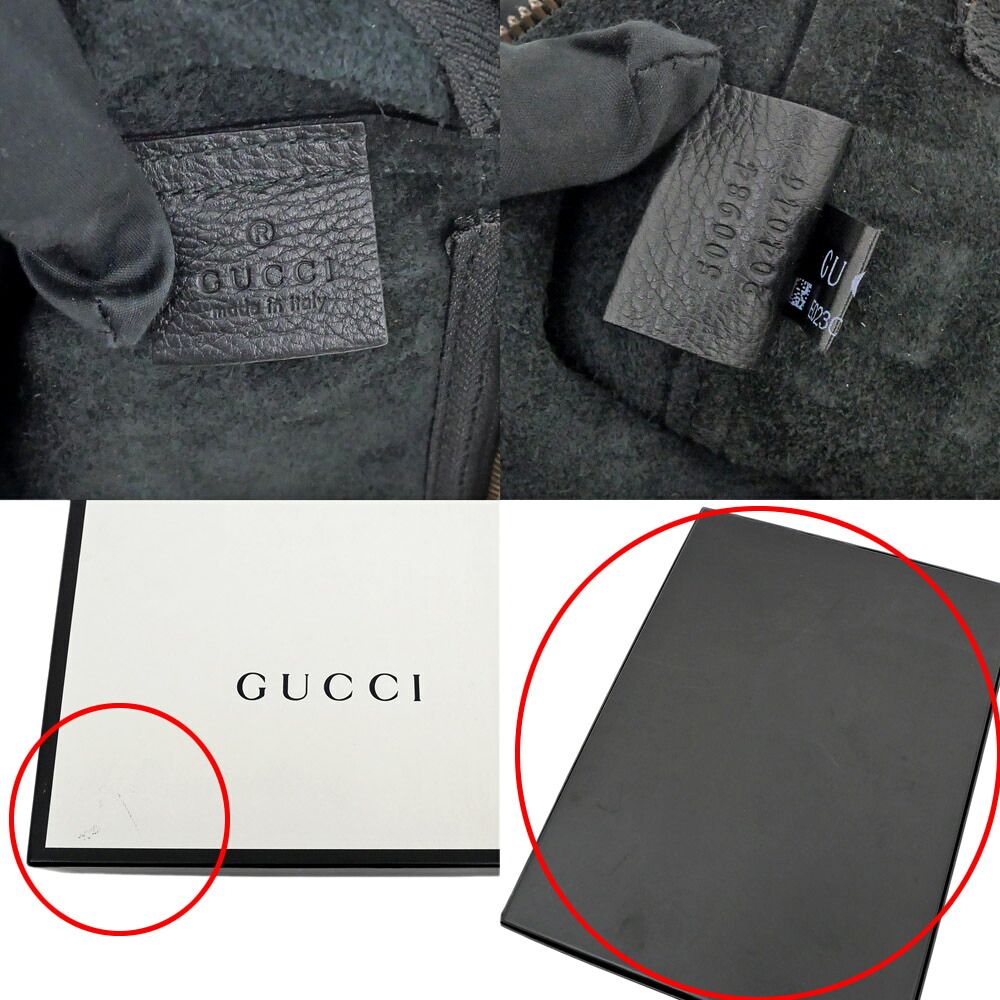 Gucci Logo Print Clutch Black Gold Leather — view 8