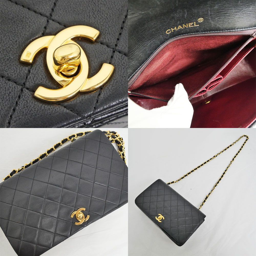 Chanel Chain Shoulder Bag Quilted 23 Lambskin Black Gold — view 8