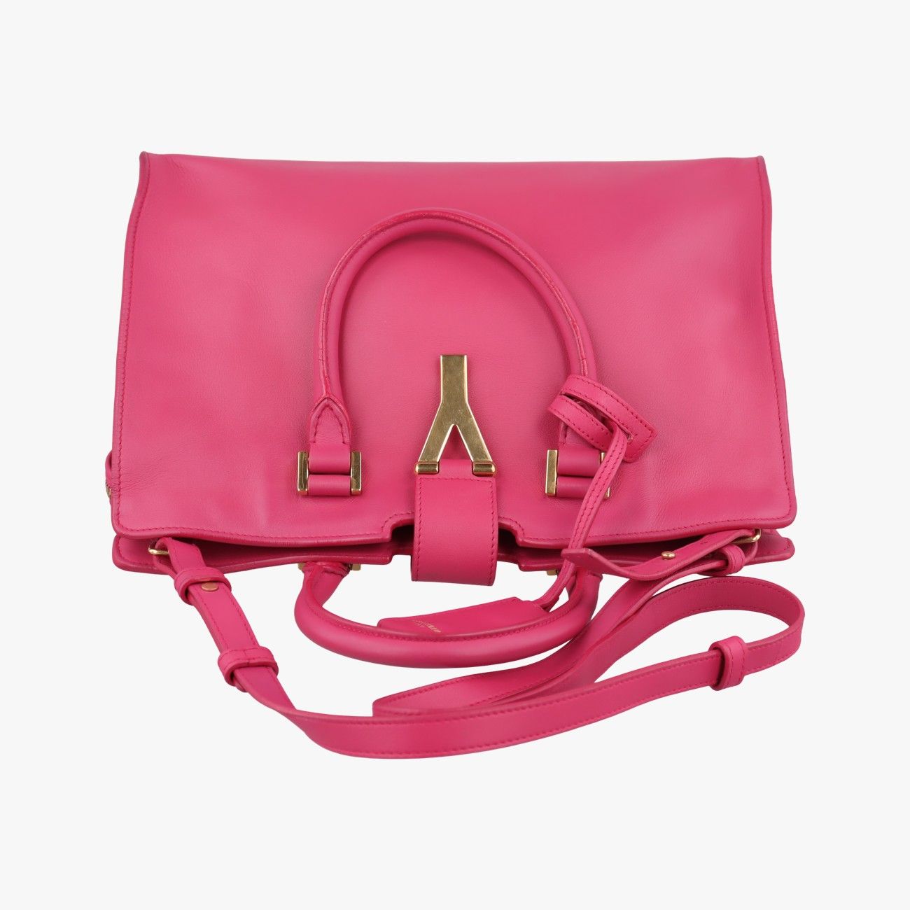Saint Laurent Yves Laurenty Line Petit Cabas Rose Red Leather — view 8