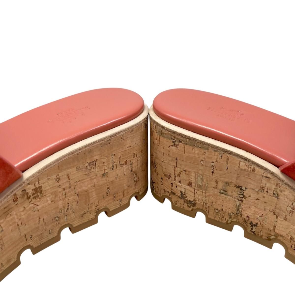 Hermes Sandals Eze Chevre Velours Suede Rouge Tomate — view 8