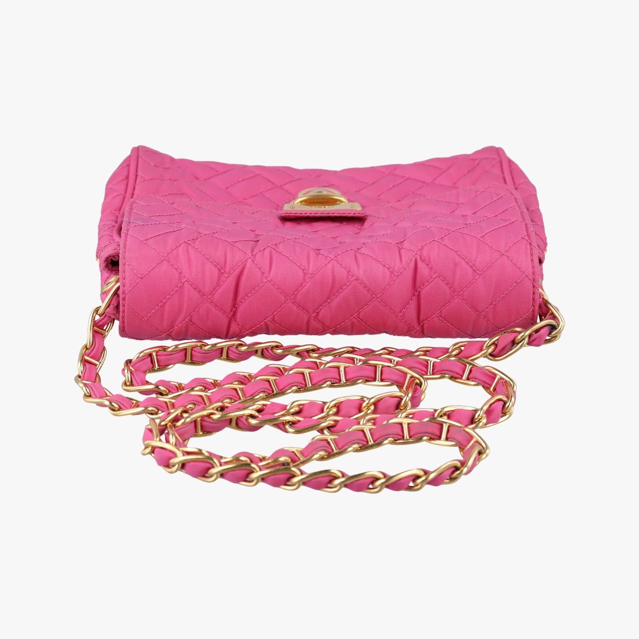 Prada Chain Quilted Flap Bag Rose Red Nylon — view 8