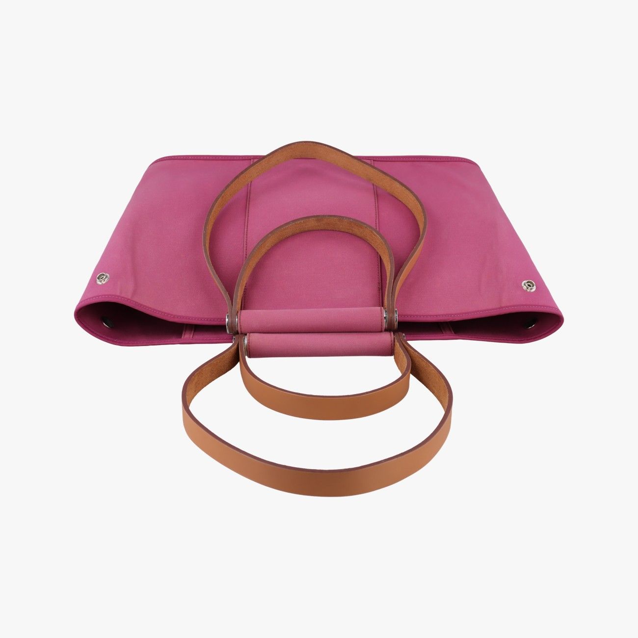 Hermes Cabas Sheer Rose Red Toile Officier Leather AR — view 8