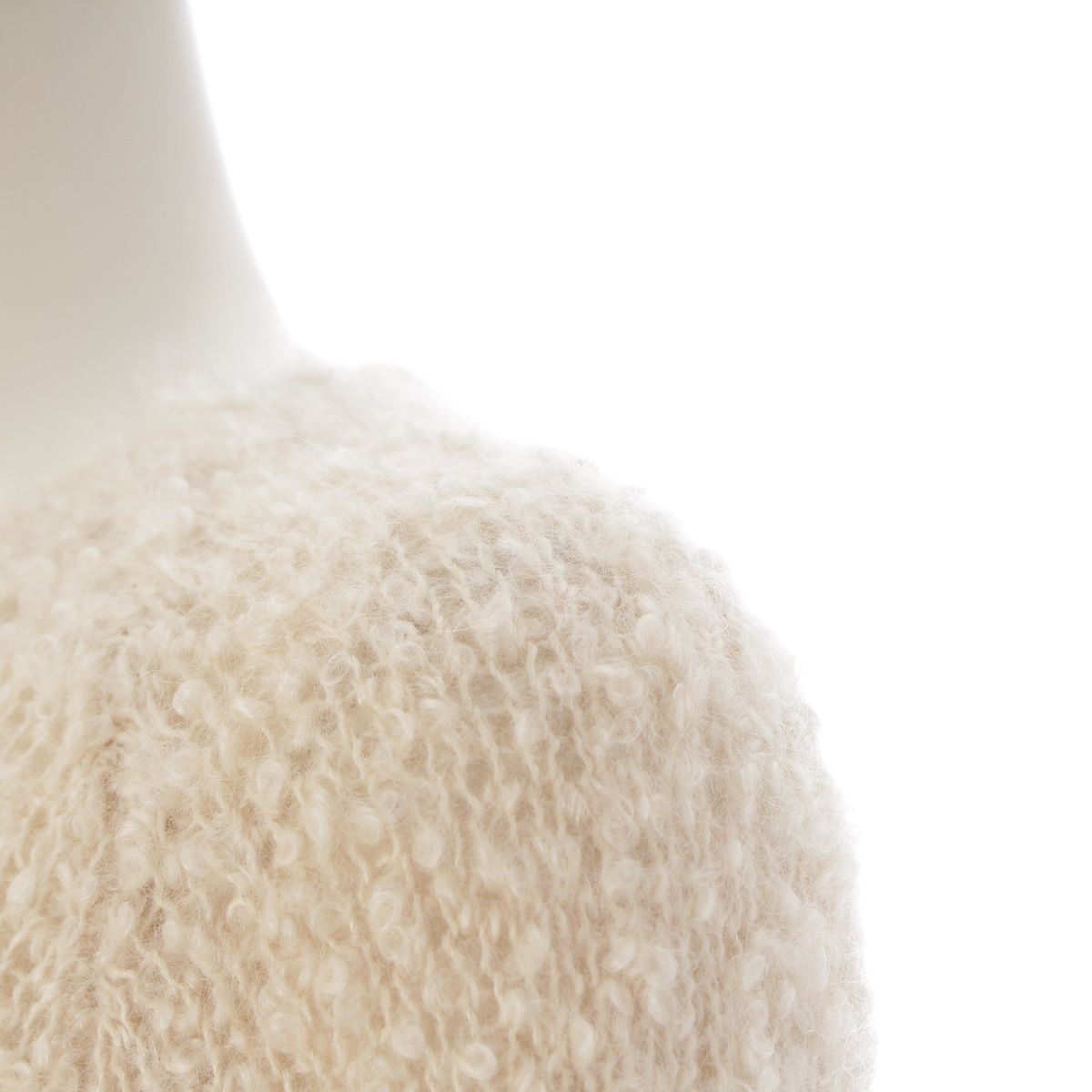 Prada Mohair Cashmere Boucle Knit Sweater Top Long Sleeve Ivory 36 — view 8