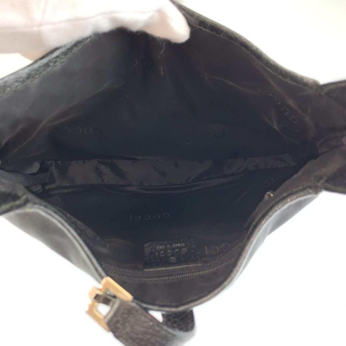 Gucci Jackie Black Silver Nylon Leather Shoulder Bag — view 8