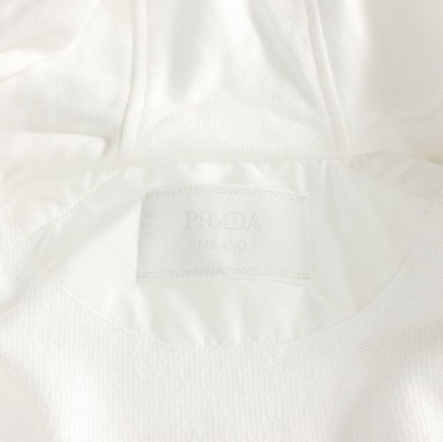 Prada Re-Nylon Sweatshirt Contrast Triangle Logo Hoodie Long Sleeve White XS — view 8