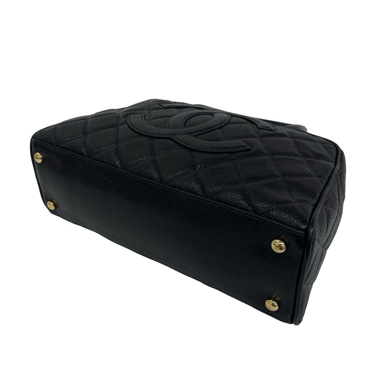 Chanel CC Logo Caviar Leather Mini Boston Bag Black — view 8