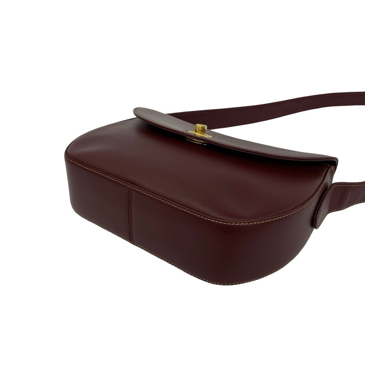 Cartier Vintage Must Line Leather Shoulder Bag Pochette Wine Red Bordeaux — view 8