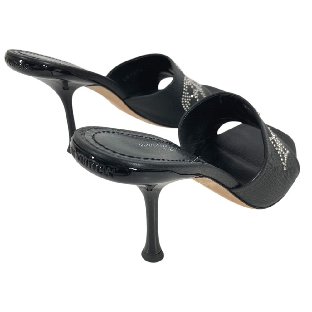 Louis Vuitton Mules Studs LV Logo Not Clear Leather Black — view 8
