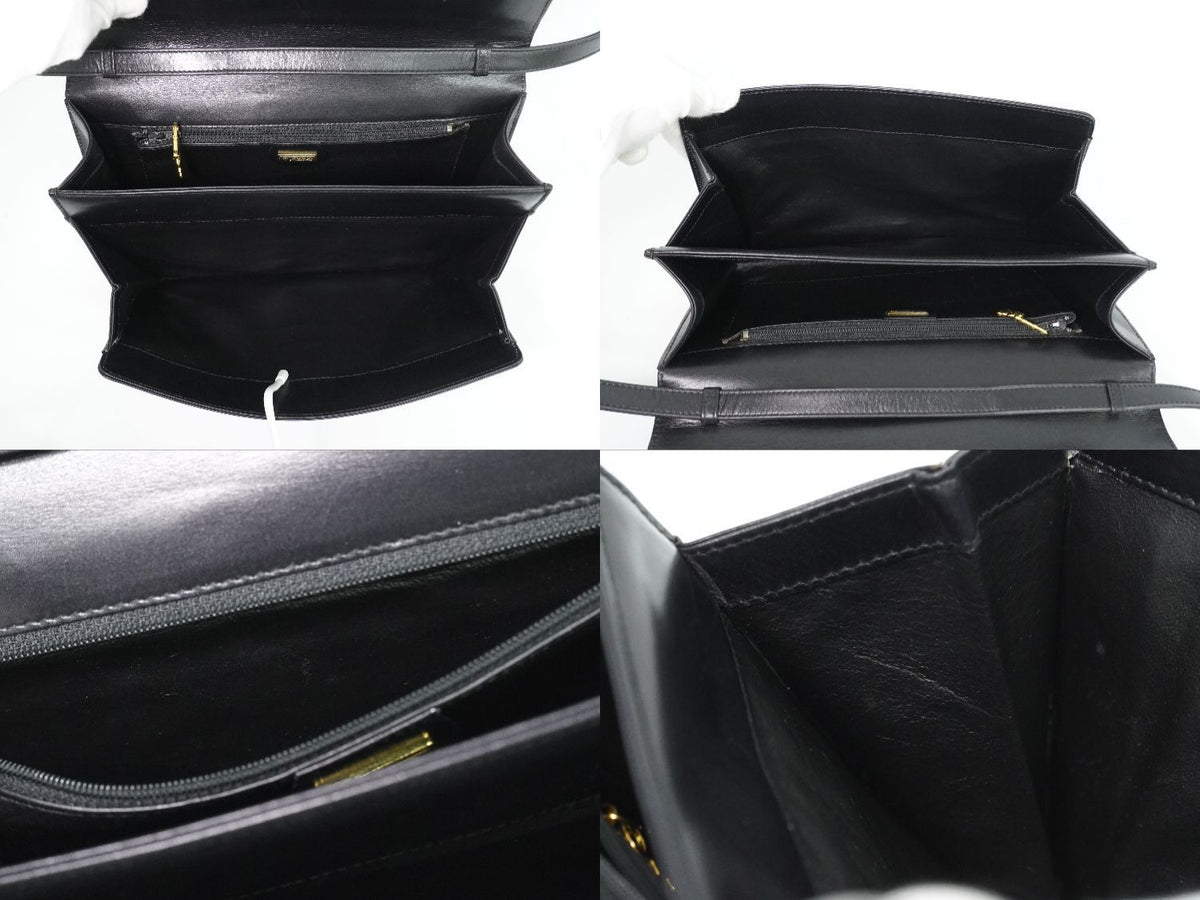 Gucci Vintage Interlocking 2-Way Shoulder Bag Clutch Pochette Leather Black — view 8