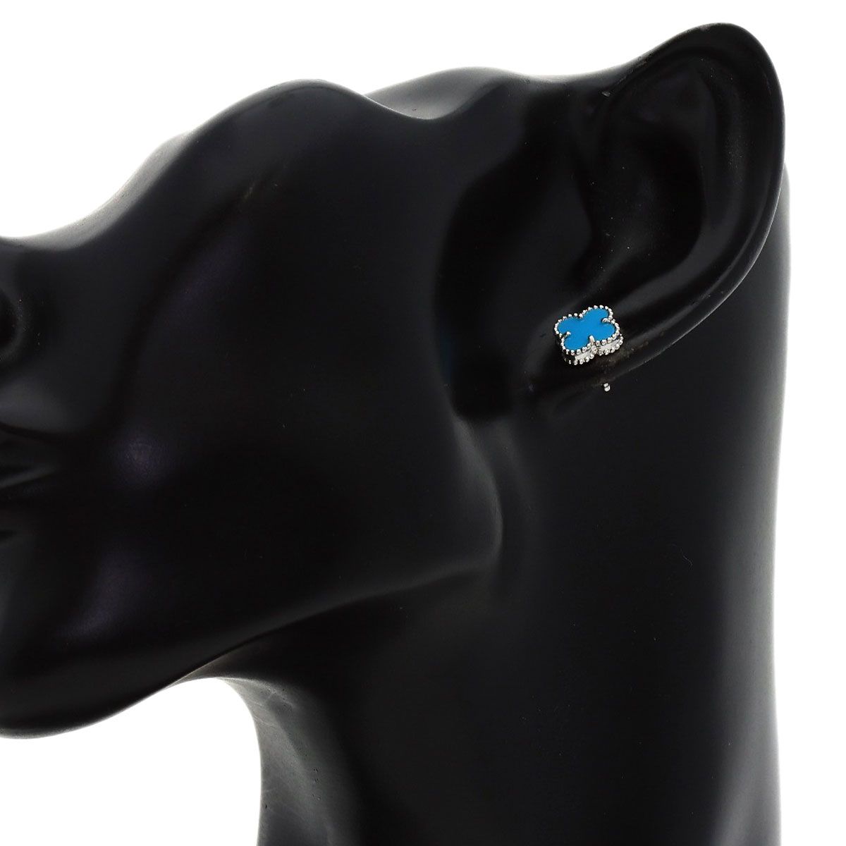 Van Cleef & Arpels Sweet Alhambra Turquoise Earrings 18K White Gold — view 7