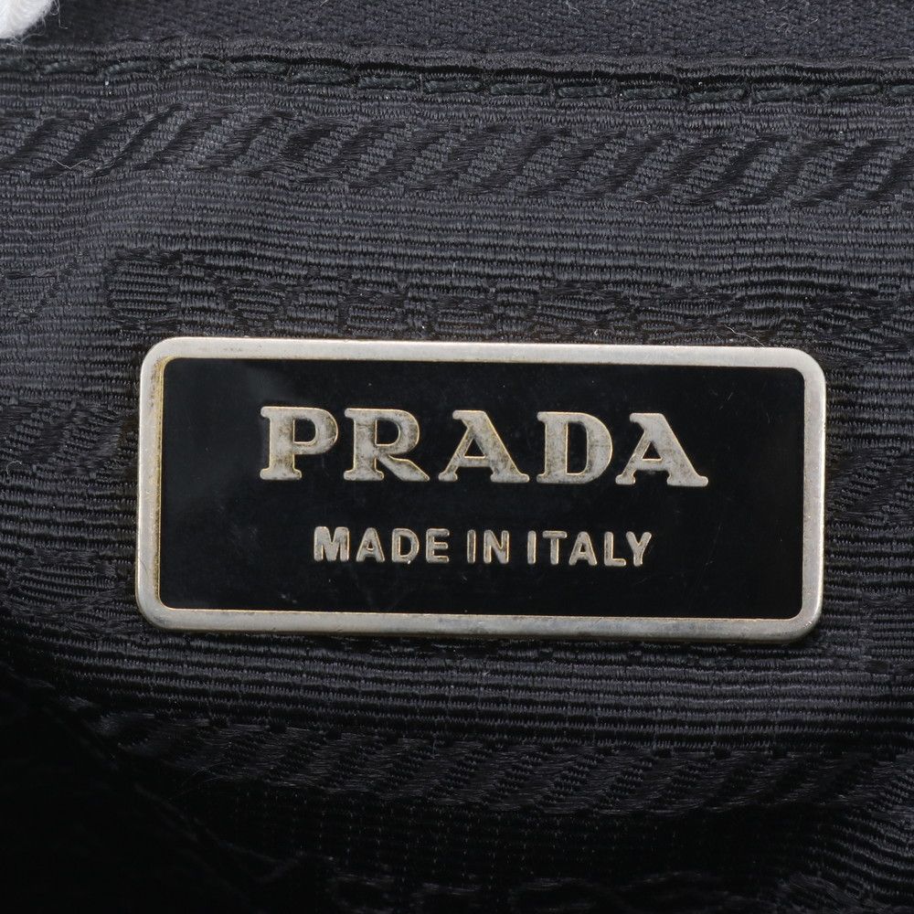 Prada Tessuto Nylon Triangle Logo Leather Tote Bag Shoulder Black — view 8