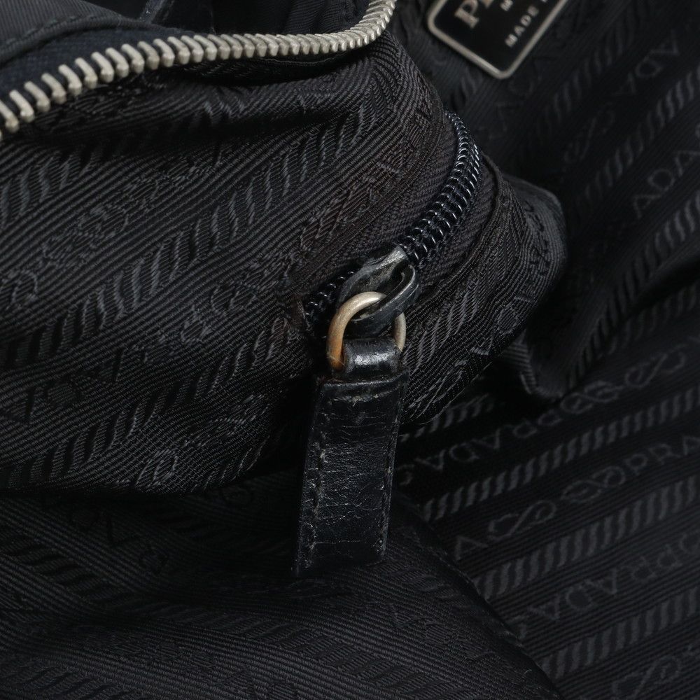 Prada White Tessuto Nylon Triangle Logo Leather Boston Bag — view 8