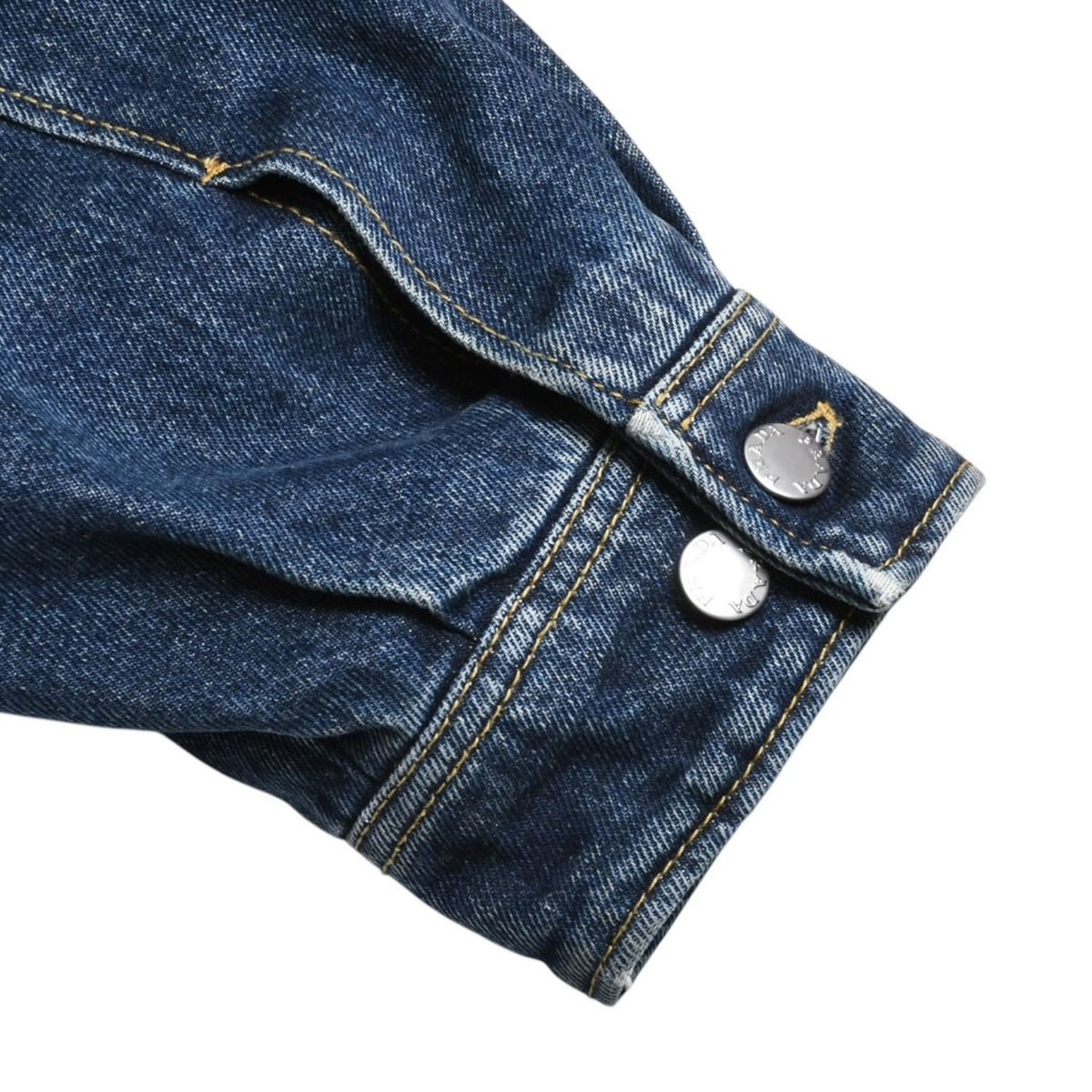 Prada Cropped Padded Denim Jacket Triangle Logo — view 8