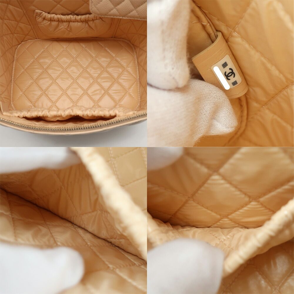 Chanel Vanity Beige Gold Caviar Leather CC Logo Makeup Pouch — view 8