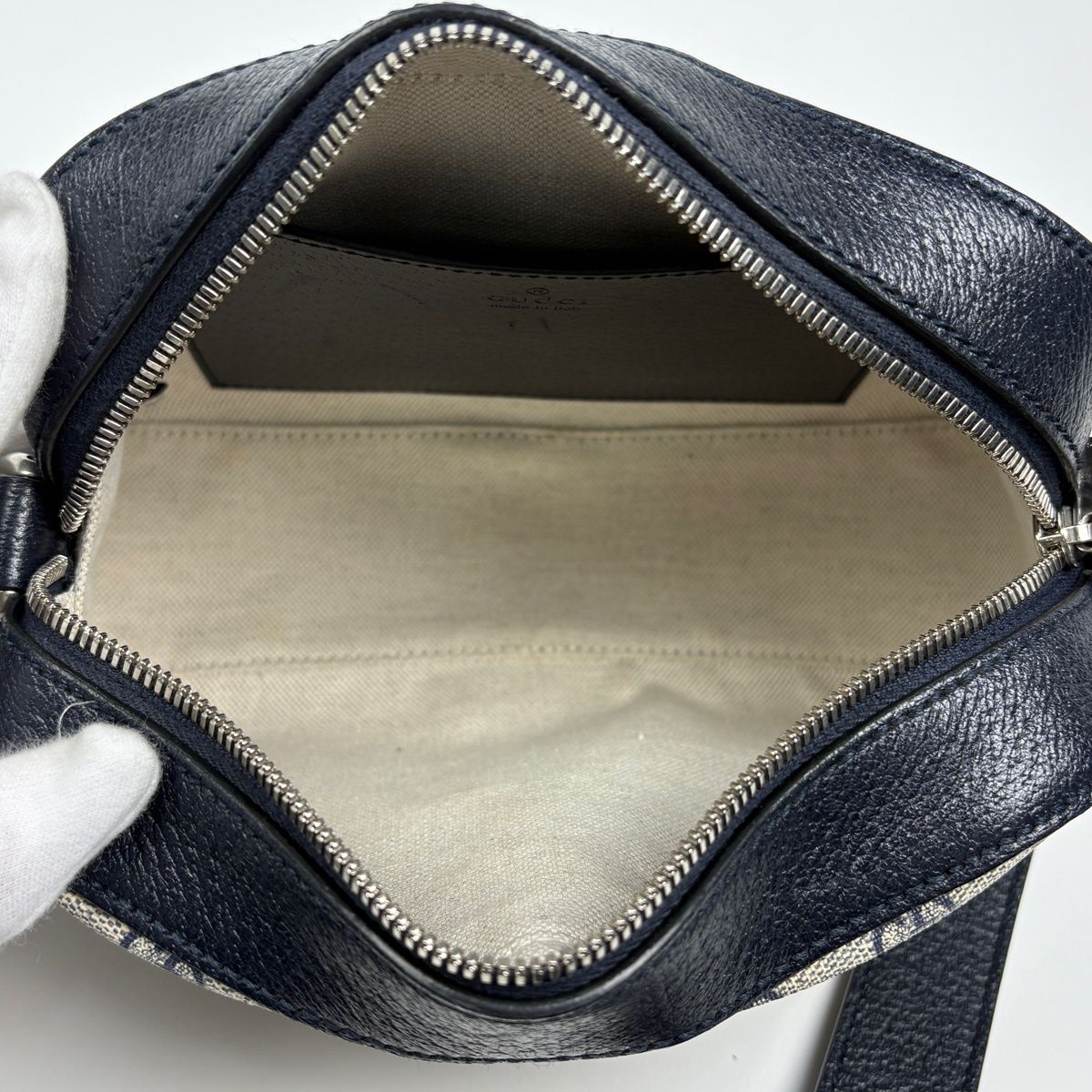 Gucci Shoulder Bag Ophidia Sherry Line Web Double GG Supreme Navy — view 8